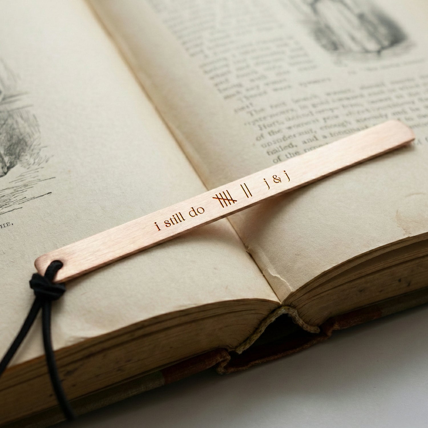 Personalized 7th Anniversary Copper Bookmark - Hand-Stamped "I Still Do" - Gdk26001