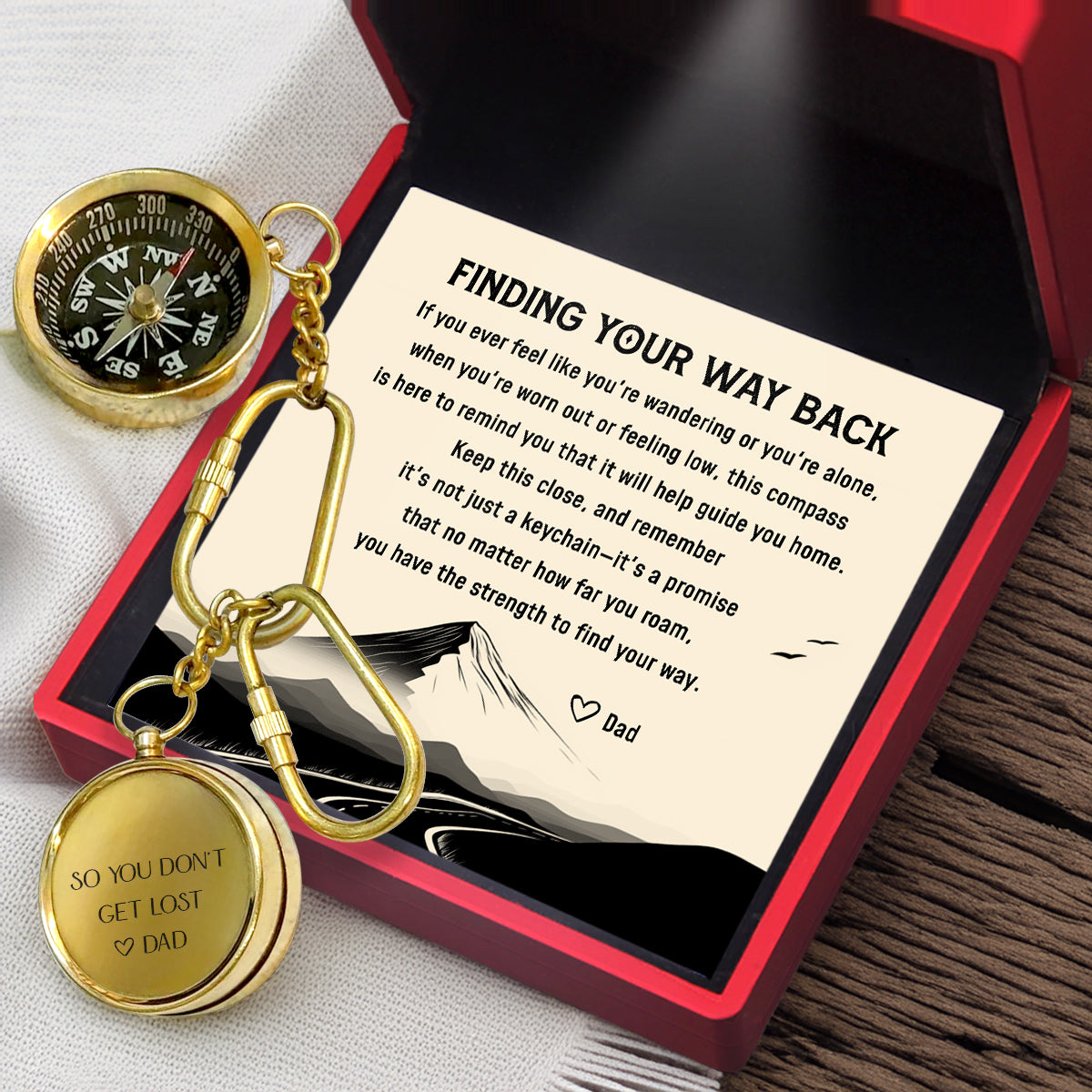 Personalized Brass Compass Keychain - Family - To My Son - From Dad - So You Don't Get Lost - Gkqj16003