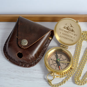 Personalized Engraved Bronze Compass - Handmade 10 years Anniversary Gift for Couples | Custom Name, Date - Gpb26256