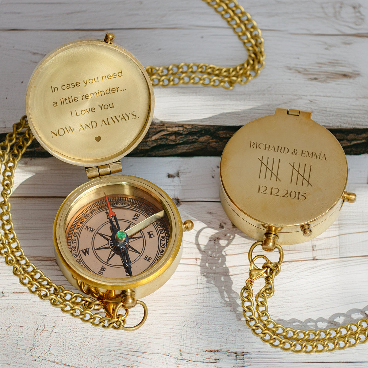 Personalized Engraved Bronze Compass - Handmade 10 years Anniversary Gift for Couples | Custom Name, Date - Gpb26250