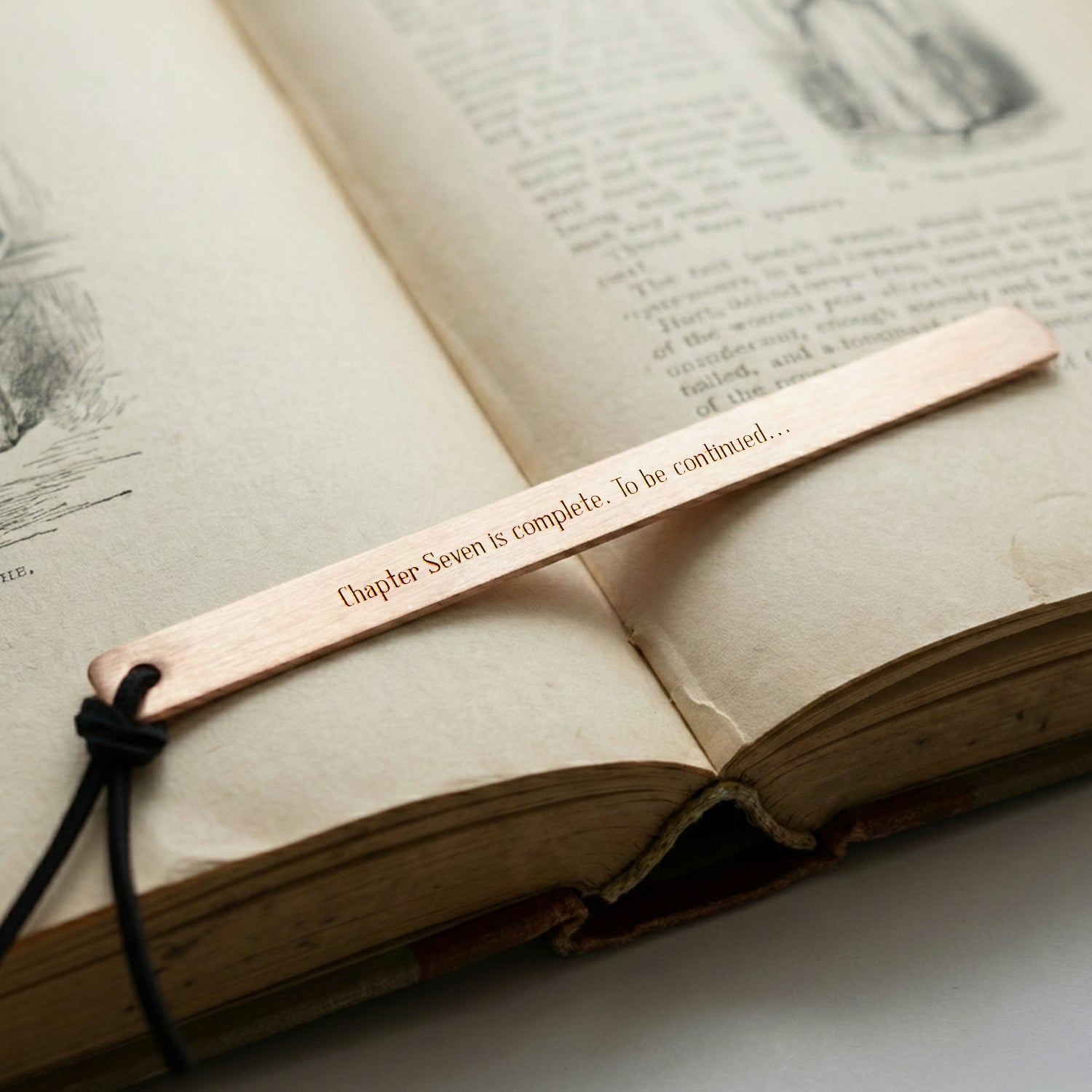 7th Anniversary Copper Bookmark | Hand-Stamped "Chapter Seven Is Complete. To Be Continued…" | Gdk26005