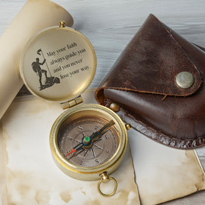 One Step with Faith, Forever Guided - May Your Faith Always Guide You - Baptism & Communion Compass + Free Personalized Communion Bag - Gpb16084