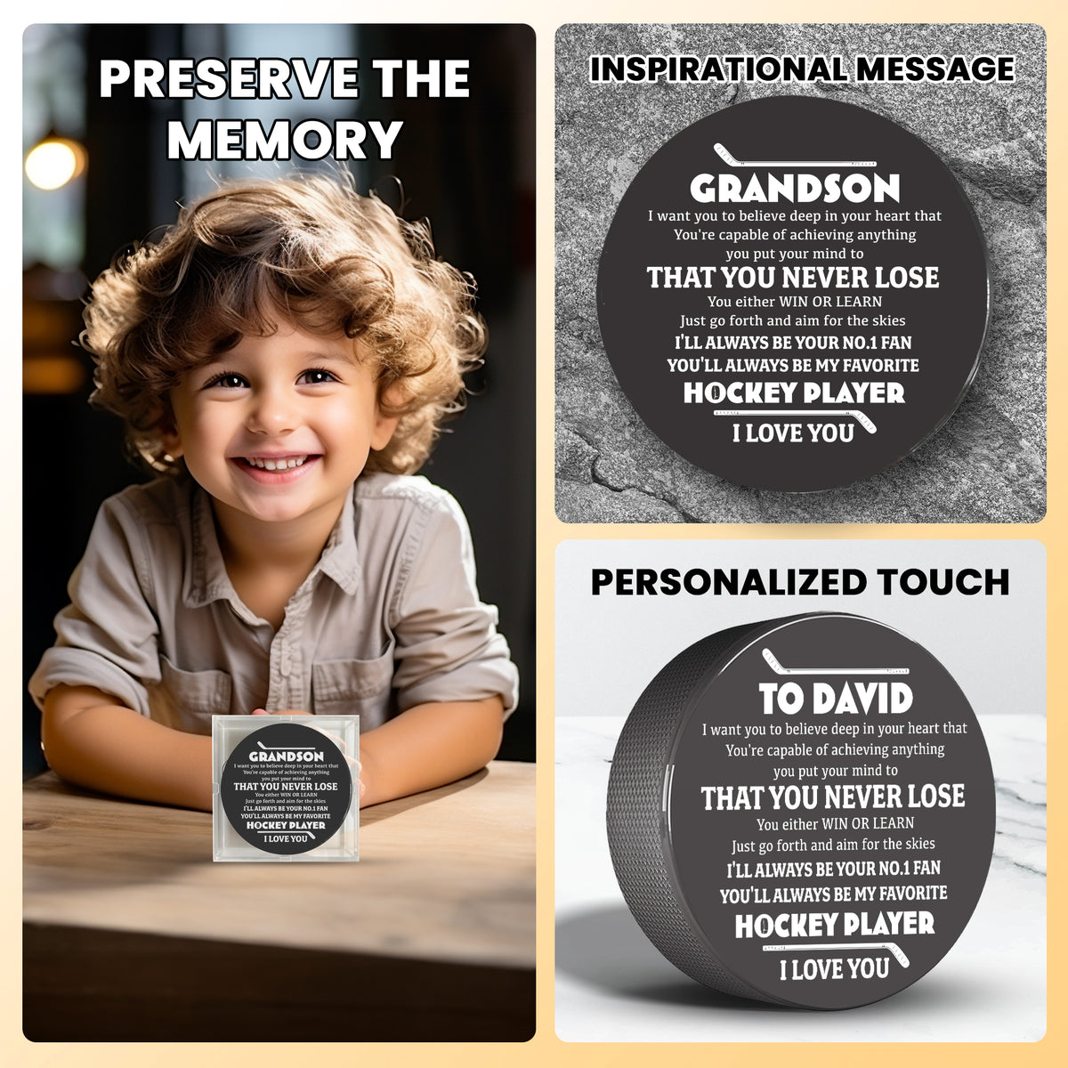 Hockey Puck - Hockey - To My Grandson - You Never Loose - Gai22007