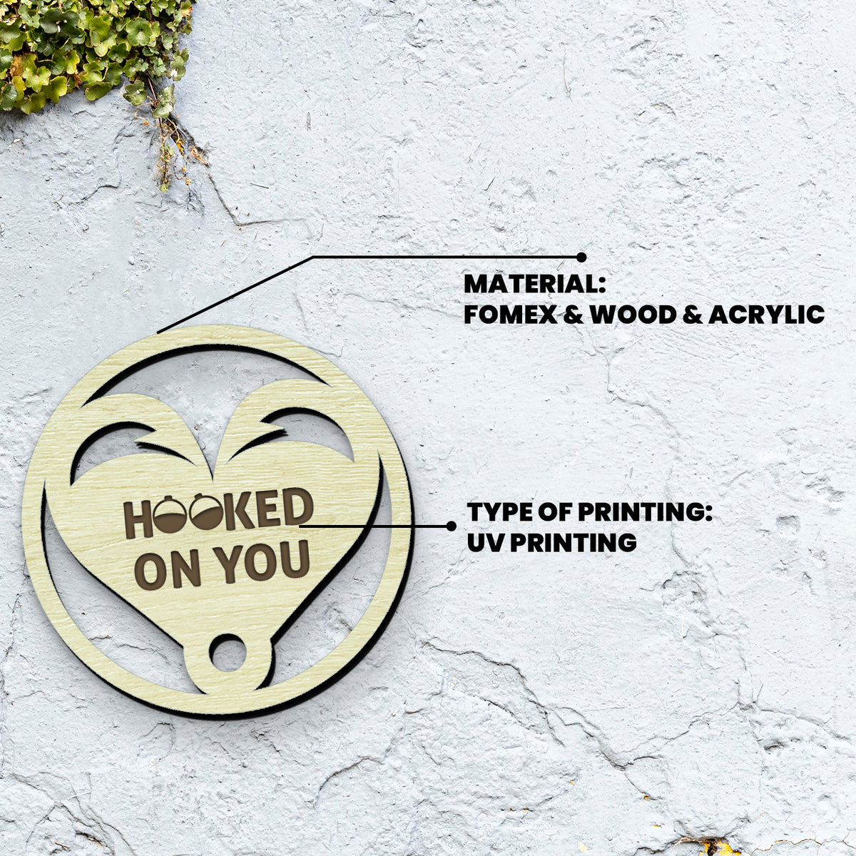 Personalized Wooden Ornament Car Accessories - Fishing - To My Wife - Hooked On You - Gap15001