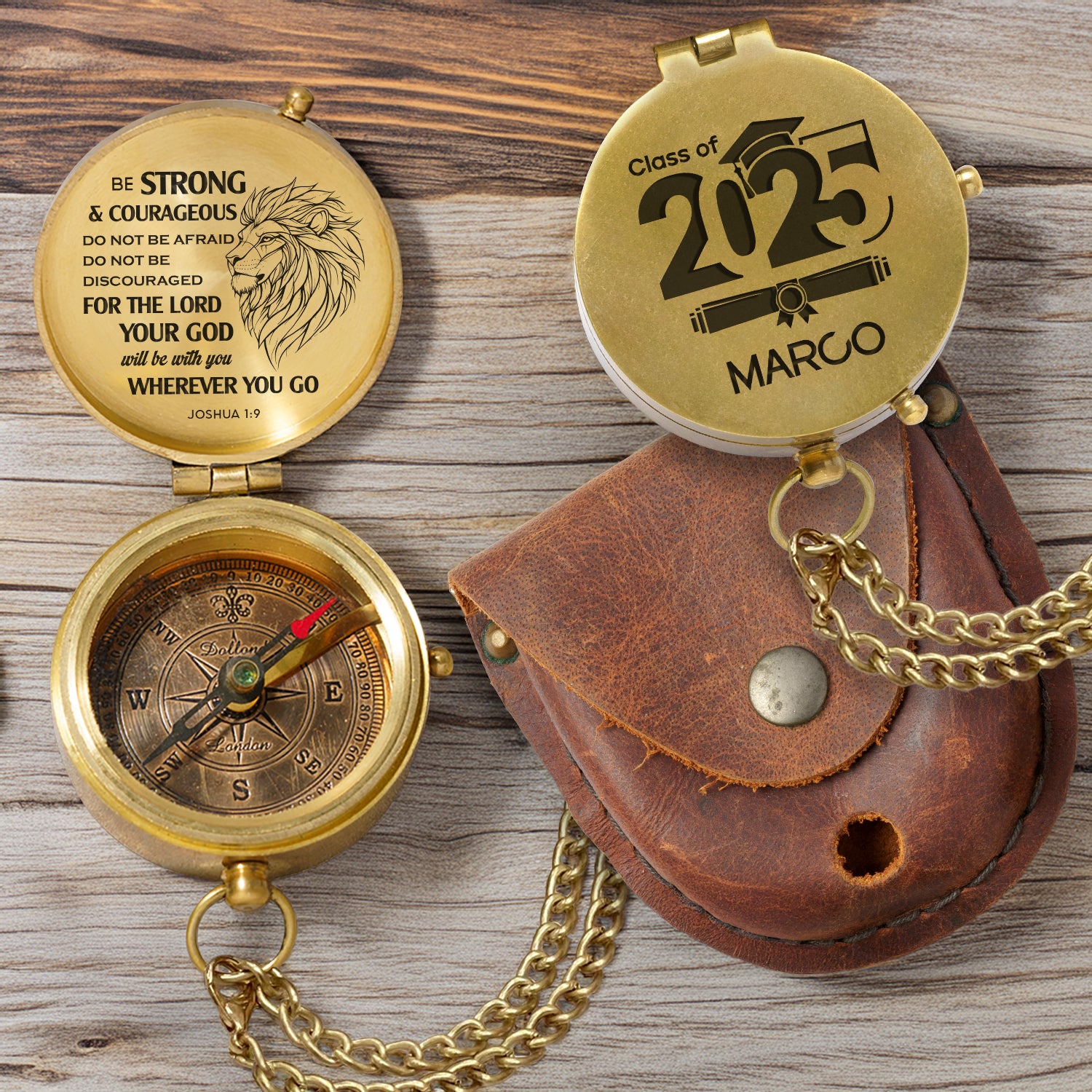 Personalized Engraved Compass - Family - To My Son Daughter Grandson Granddaughter - Your God Will Be With You - Gpb16076
