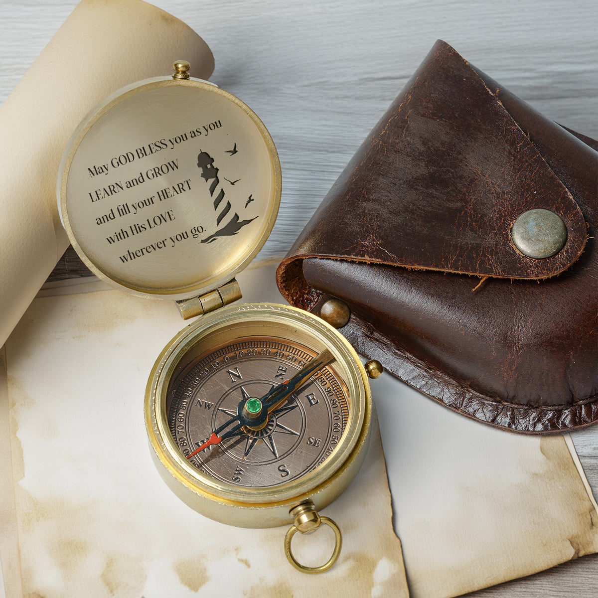 One Step with Faith, Forever Guided - May God Bless You - Baptism & Communion Compass - Gpb16096