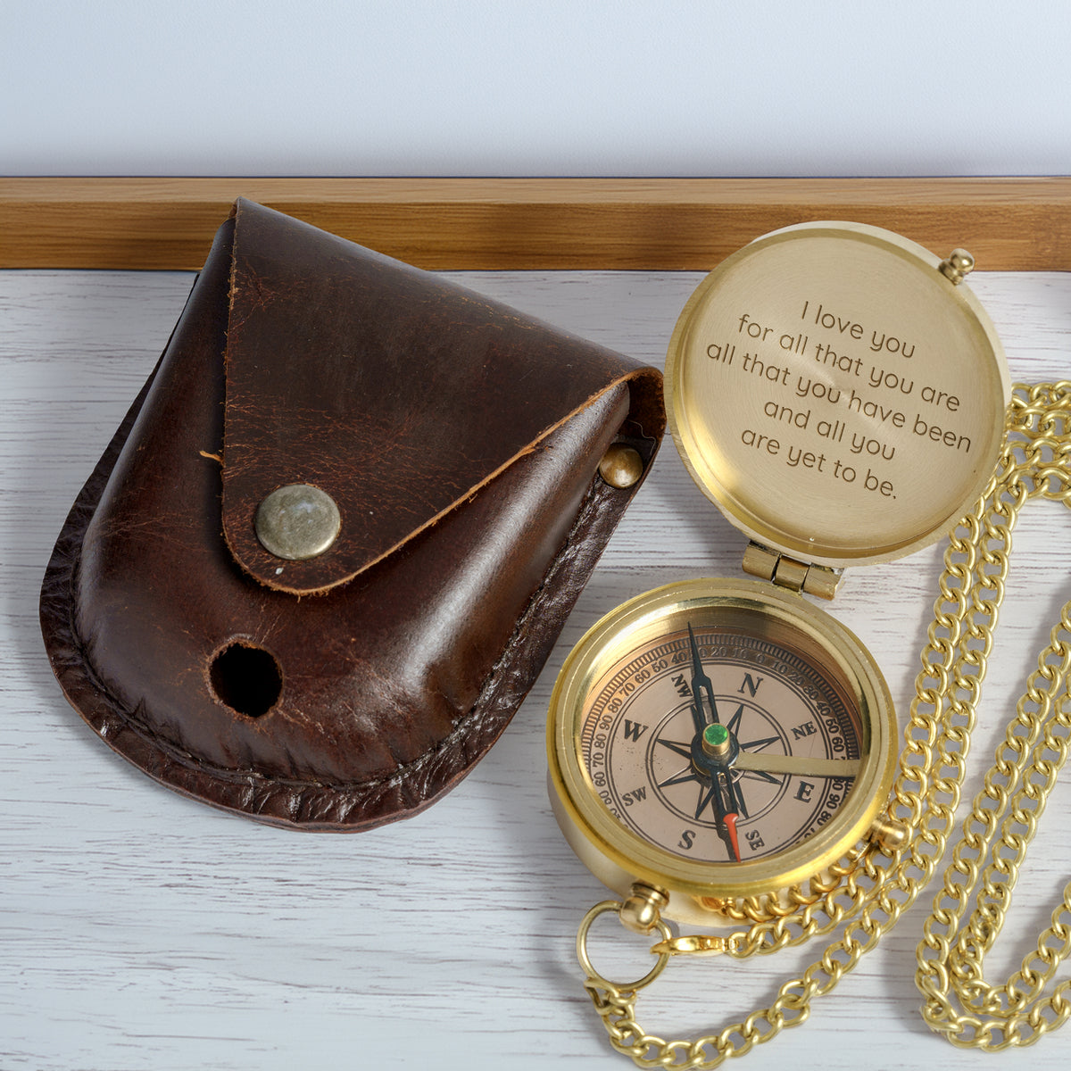 Personalized Engraved Bronze Compass - Handmade 7 years Anniversary Gift for Couples | Custom Name, Date - Gpb26268