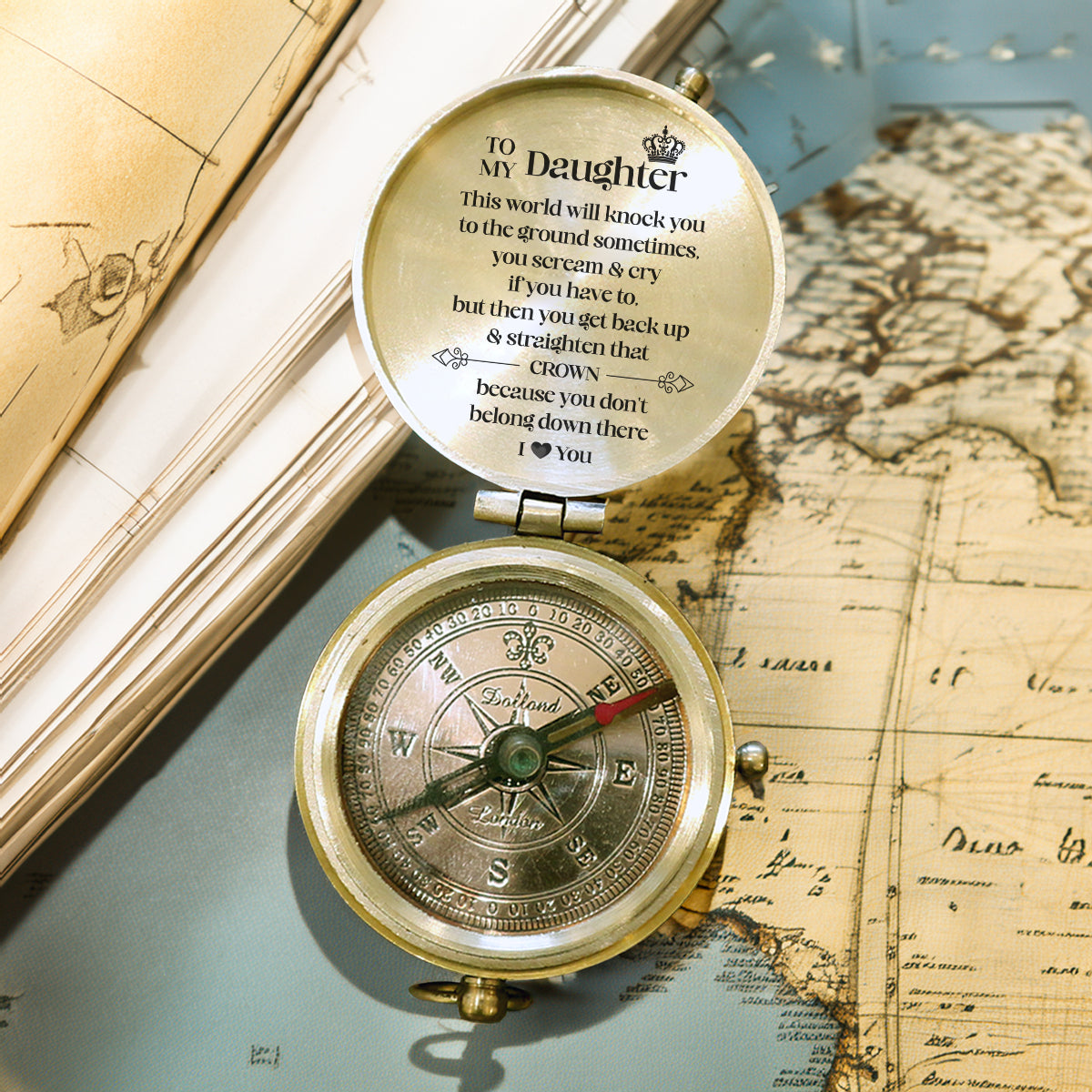 Personalized Engraved Compass - Family - To My Daughter - You Get Back Up & Straighten That Crown - Gpb17019