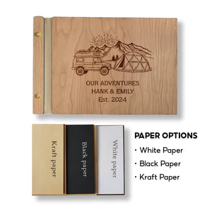 Personalized Wood Adventure Book | Travel & Hiking Scrapbook | Gift for Explorers or Yourself | Gdpa34003