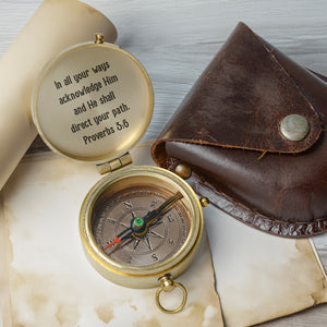 One Step with Faith, Forever Guided - In All Your Ways Acknowledge Him - Baptism & Communion Compass + Free Personalized Communion Bag - Gpb16081