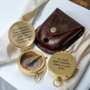 Personalized Engraved Bronze Compass - Handmade 10 years Anniversary Gift for Couples | Custom Name, Date - Gpb26260