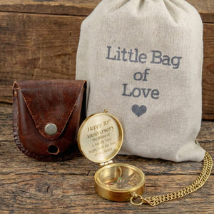 Personalized Engraved Bronze Compass - Handmade 50 years Anniversary Gift for Grandpa & Grandma | Custom Name, Date - Gpb20008