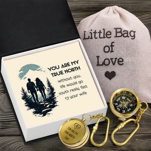 Personalized Brass Compass Keychain - Family - To My Husband - You Are My True North - Gkqj14006