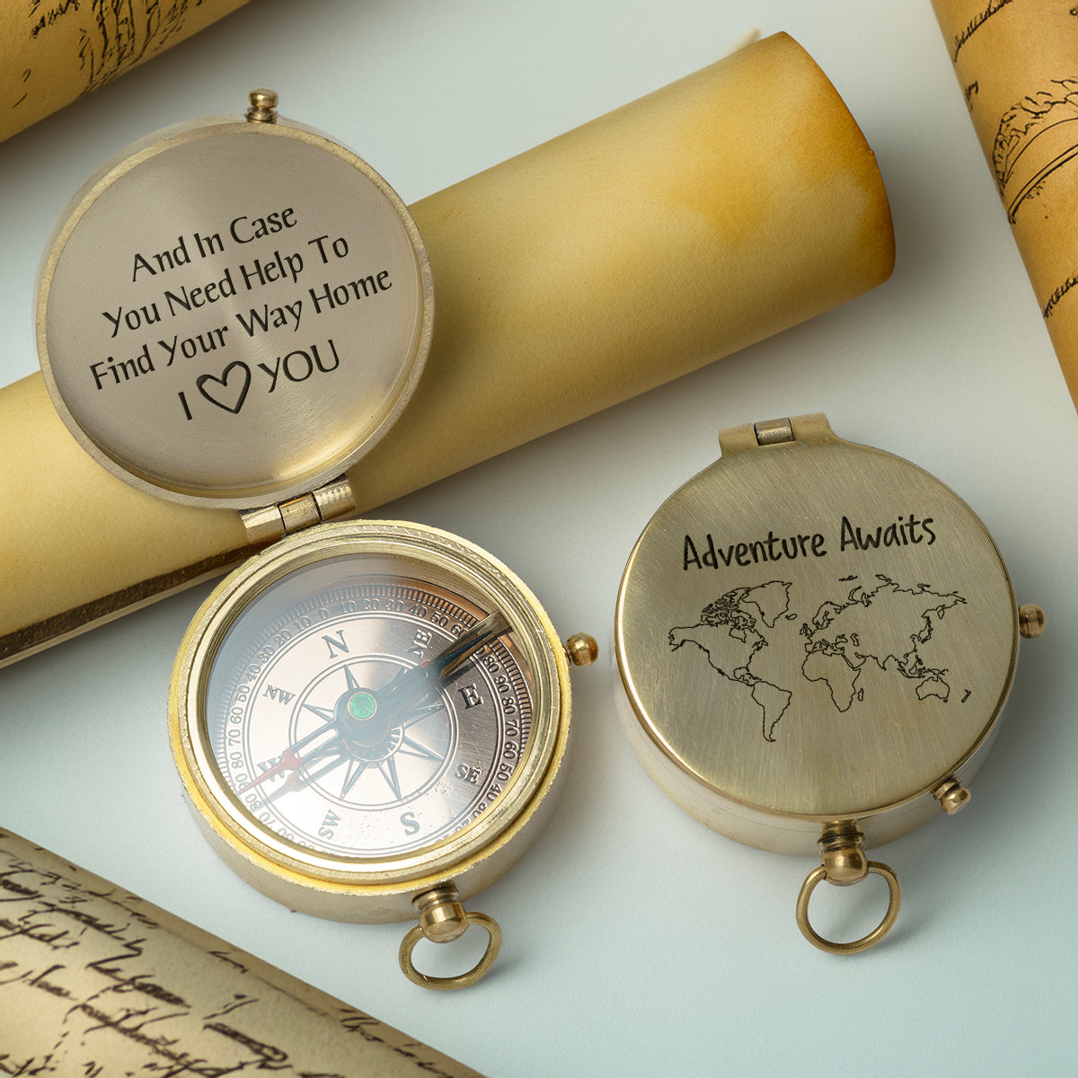 Personalized Engraved Compass - Family - For Couple - Adventure Awaits - Gpb26246