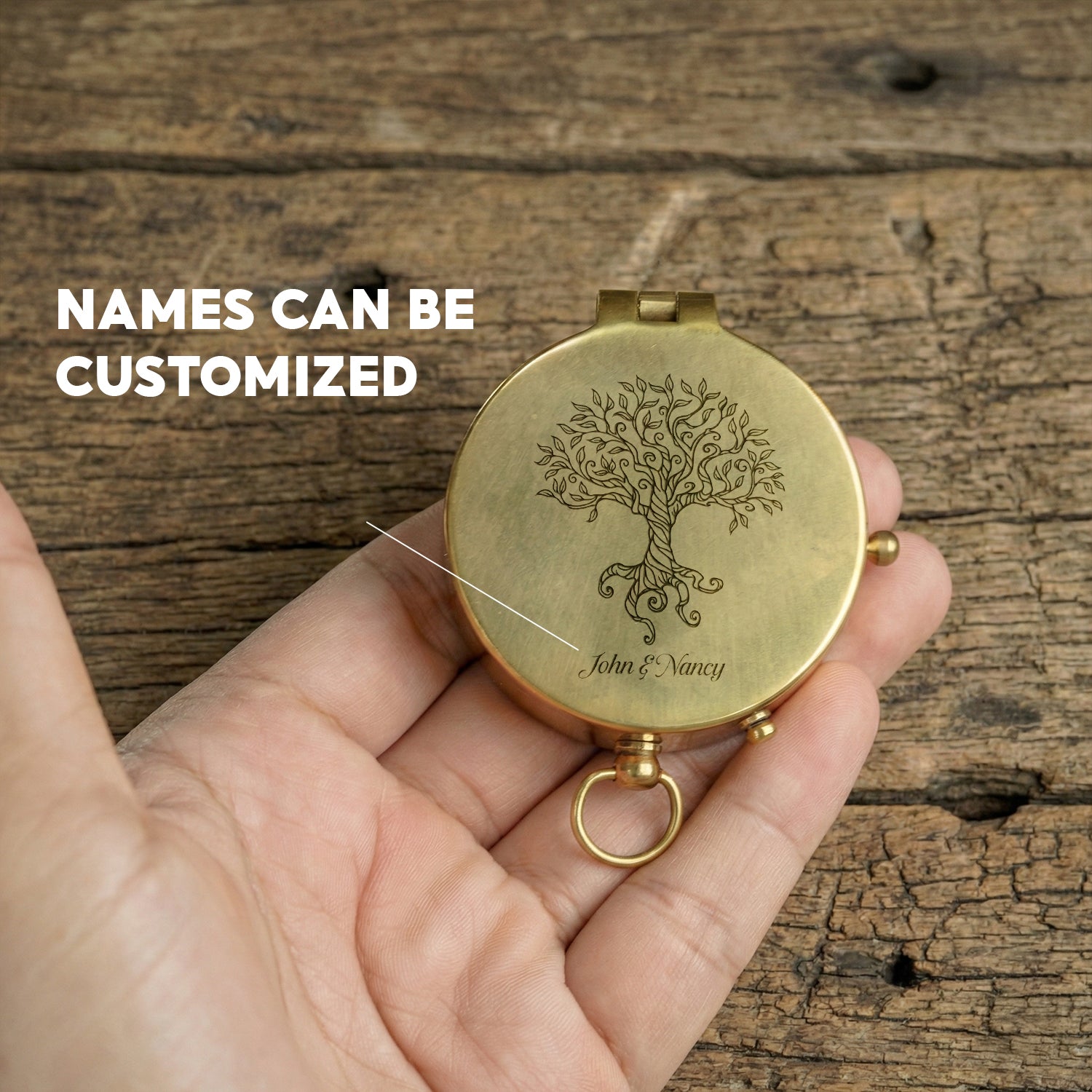 Personalized Engraved Bronze Compass - Handmade 50 years Anniversary Gift for Grandpa & Grandma | Custom Name, Date - Gpb20007