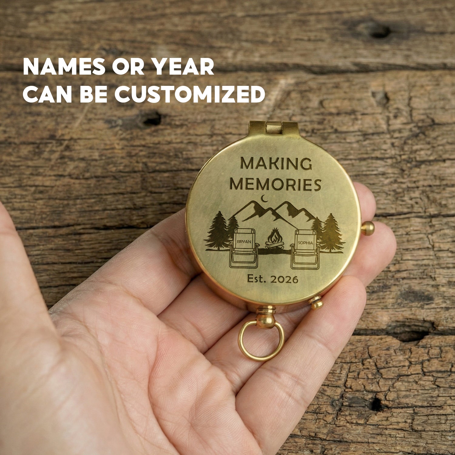 Personalized Engraved Compass - Camping - To Him - Making Memories - Gpb26289