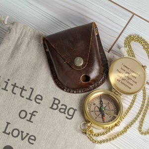 Personalized Engraved Bronze Compass - Handmade 7 years Anniversary Gift for Couples | Custom Name, Date - Gpb26266