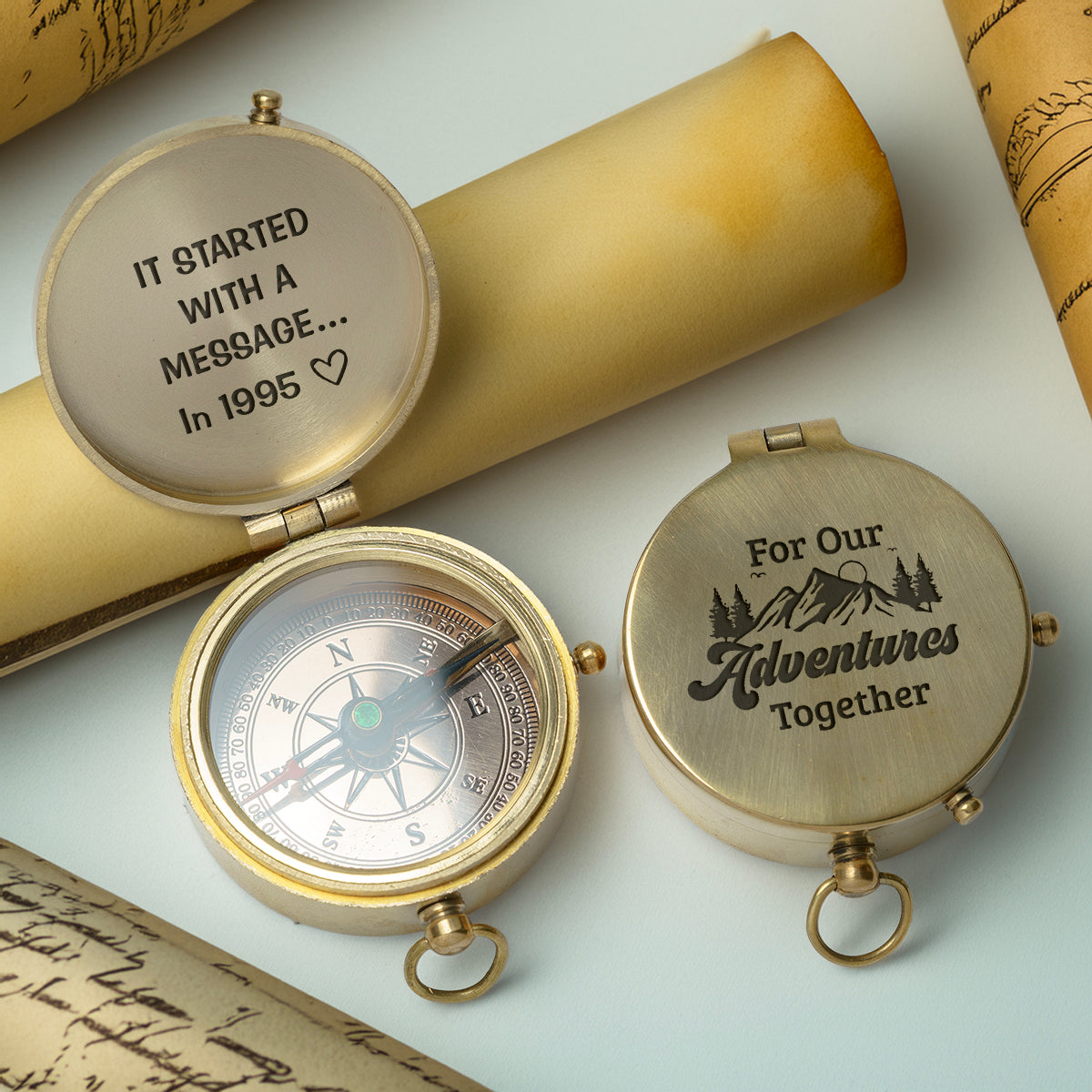 Personalized Engraved Compass - Family - For Couple - It Started With A Message - Gpb26244