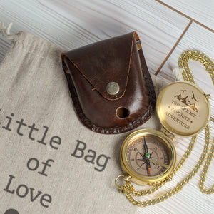 Personalized Engraved Bronze Compass - Handmade 7 years Anniversary Gift for Couples | Custom Name, Date - Gpb26269