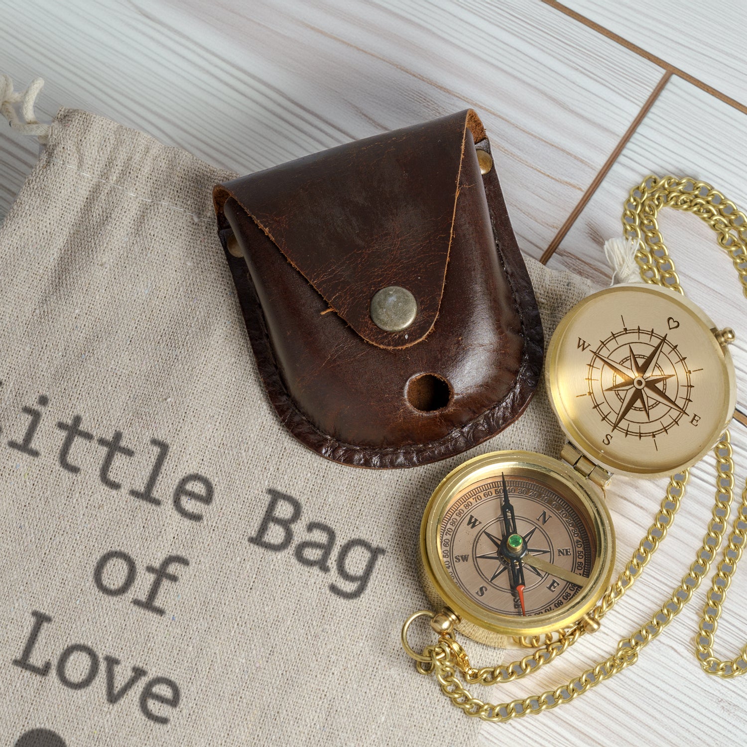 Personalized Engraved Bronze Compass - Handmade Anniversary Gift for Him | Custom Name - Gpb26271