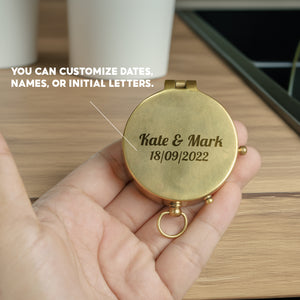 Personalized Engraved Bronze Compass - Handmade 7 years Anniversary Gift for Man | Custom Name, Date - Gpb26267