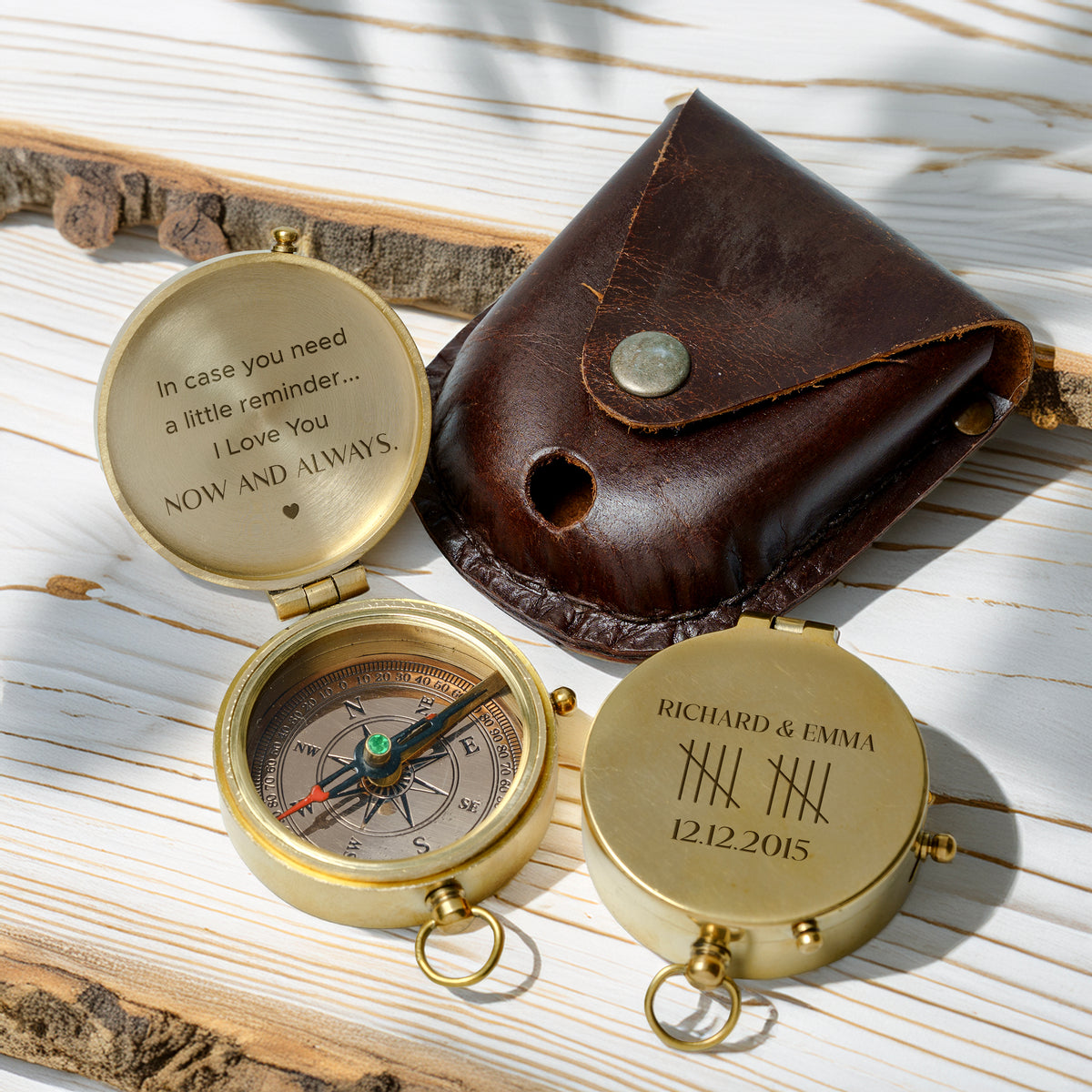 Personalized Engraved Bronze Compass - Handmade 10 years Anniversary Gift for Couples | Custom Name, Date - Gpb26250