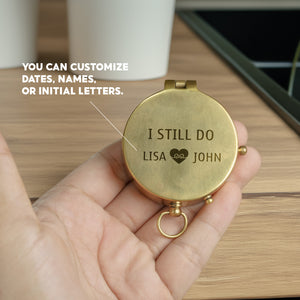 Personalized Engraved Bronze Compass - Handmade 10 years Anniversary Gift for Couples | Custom Name, Date - Gpb26252