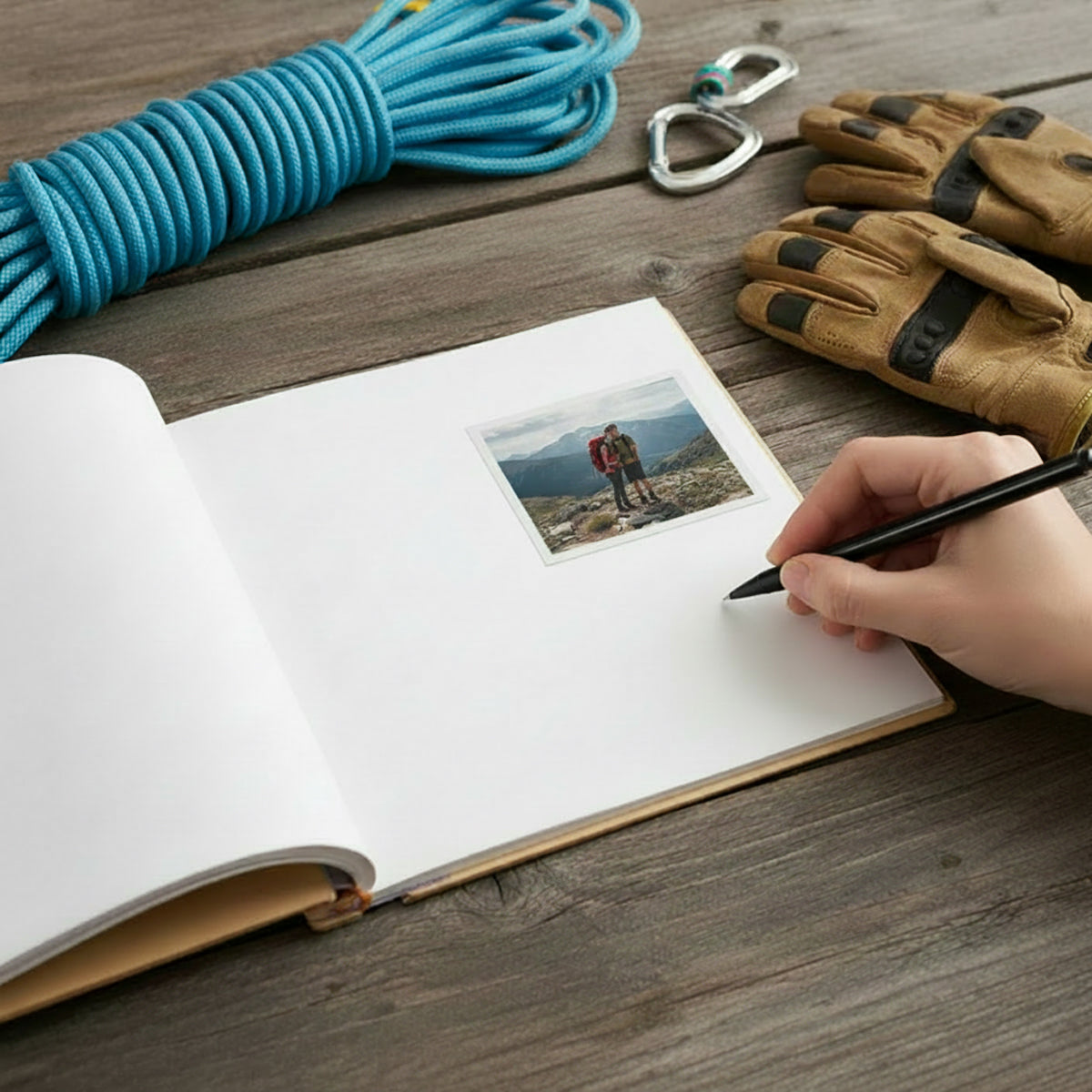 Personalized Wood Adventure Book | Travel & Hiking Scrapbook | Gift for Explorers or Yourself | Gdpa34002