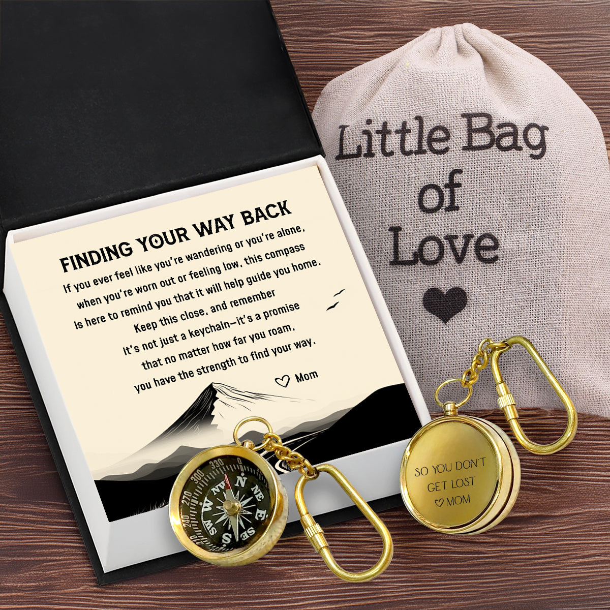 Personalized Brass Compass Keychain - Family - To My Son - From Mom - So You Don't Get Lost - Gkqj16004