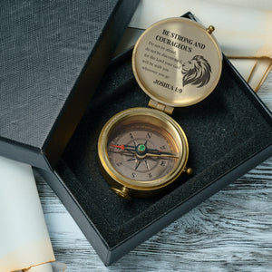 One Step with Faith, Forever Guided - Be Strong And Courageous - Baptism & Communion Compass + Free Personalized Communion Bag - Gpb16080