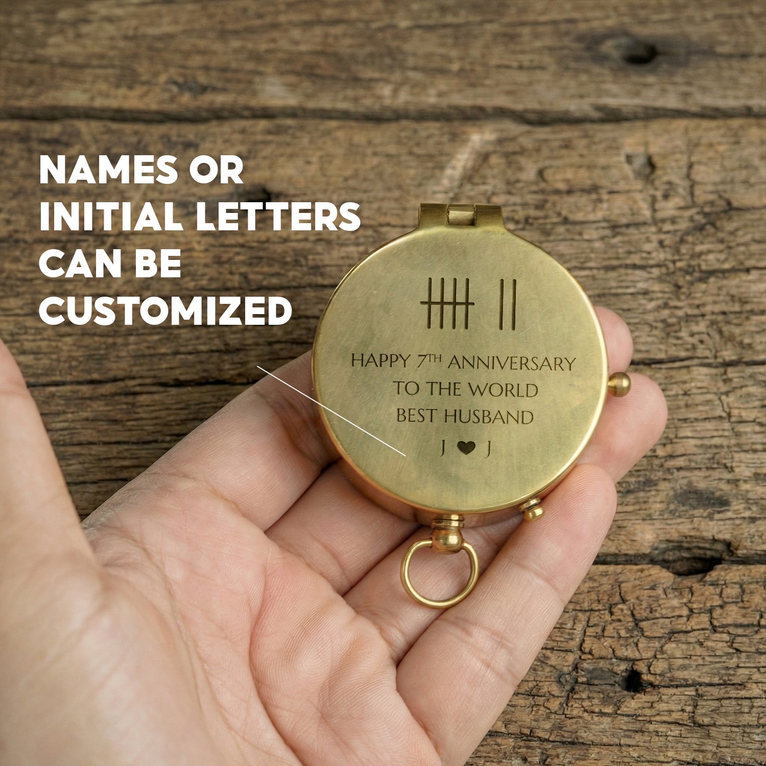 Personalized Traditional 7th Anniversary Copper Gift for Husband | Engraved Bronze Compass - I Love You Always & Forever - Gpb14033