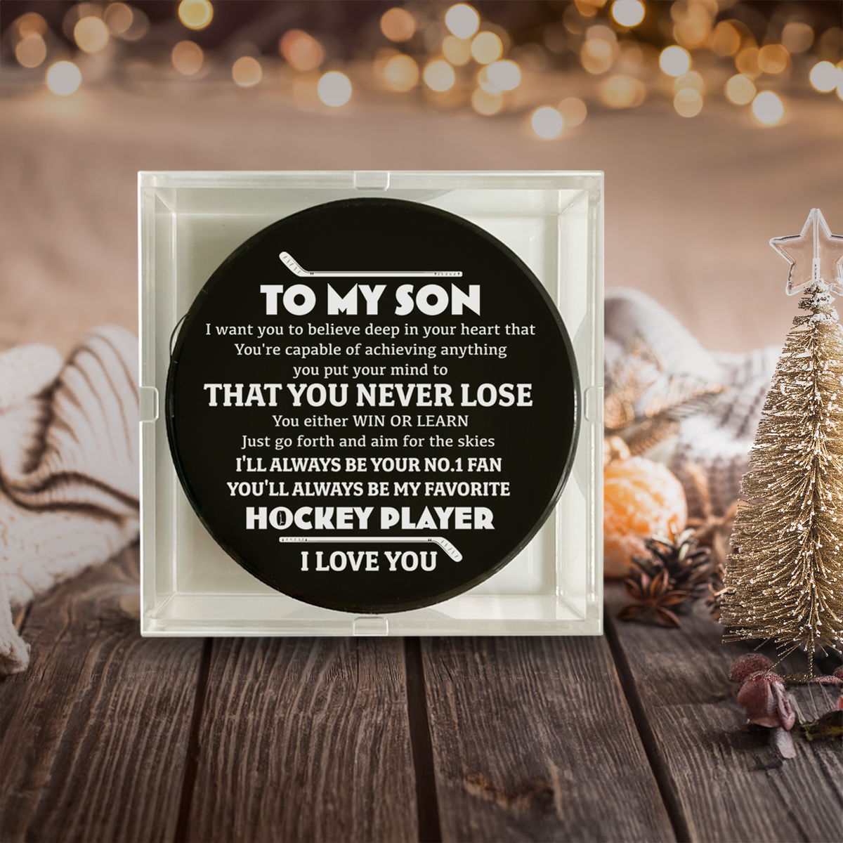 Celebrate Your Special Bond - An Exclusive Custom Hockey Puck for Son - Gai16018