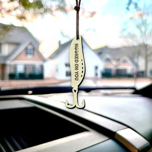 Personalized Wooden Ornament Car Accessories - Fishing - To My Man - Hooked On You - Gap26015