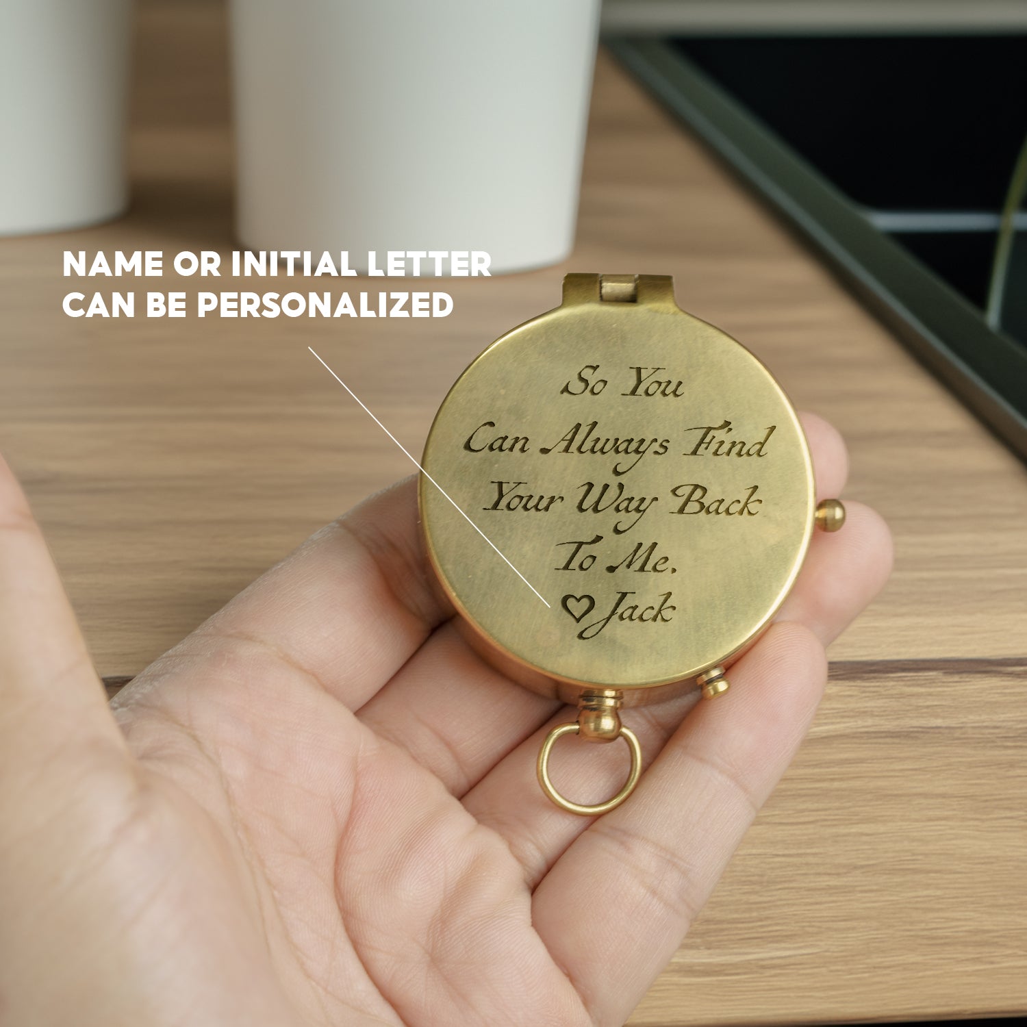 Personalized Engraved Bronze Compass - Handmade Anniversary Gift for Him | Custom Name - Gpb26271