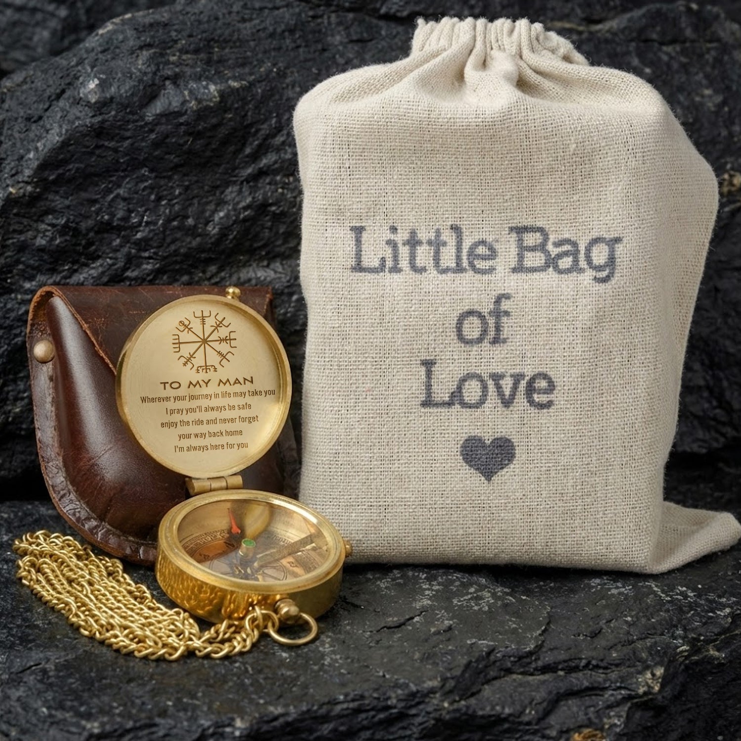 Personalized Engraved Compass - Viking - To My Man - I Pray You'll Always Be Safe - Gpb26274