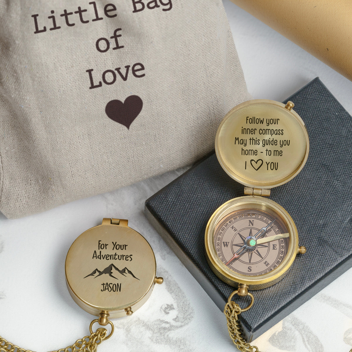 Personalized Engraved Compass - Family - For Couple - Follow Your Inner Compass - Gpb26242