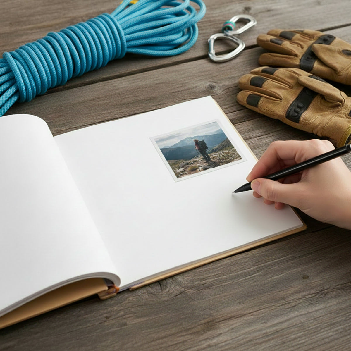 Personalized Wood Adventure Book | Travel & Hiking Scrapbook | Gift for Explorers or Yourself | Gdpa34001