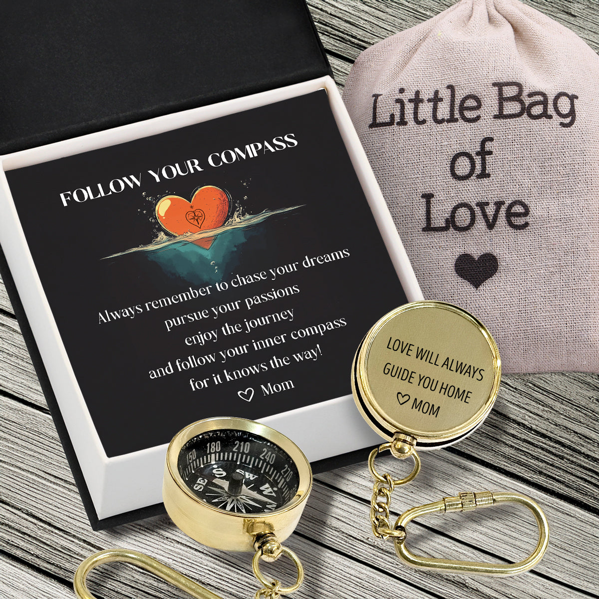 Personalized Brass Compass Keychain - Family - To My Daughter - From Mom - Always Remember To Chase Your Dreams - Gkqj17004