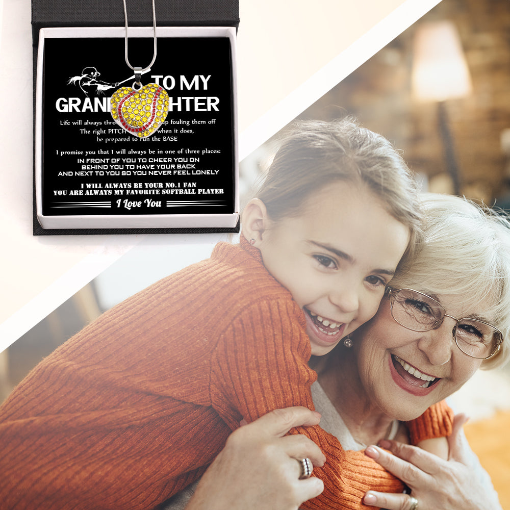 Personalized New Softball Heart Necklace - Softball - To My Granddaughter - I Will Always Be Your No.1 Fan - Gnep23004