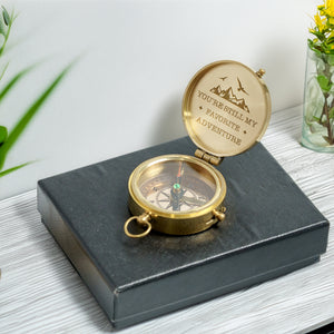 Personalized Engraved Bronze Compass - Handmade 10 years Anniversary Gift for Couples | Custom Name, Date - Gpb26256