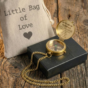 Personalized Engraved Bronze Compass - Handmade 50 years Anniversary Gift for Grandpa & Grandma | Custom Name, Date - Gpb20007