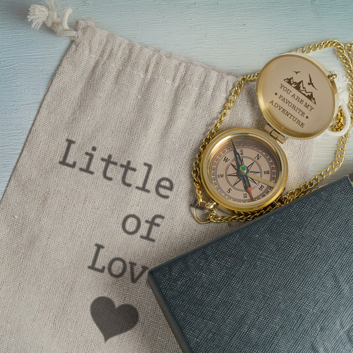 Personalized Engraved Bronze Compass - Handmade 7 years Anniversary Gift for Couples | Custom Name, Date - Gpb26269