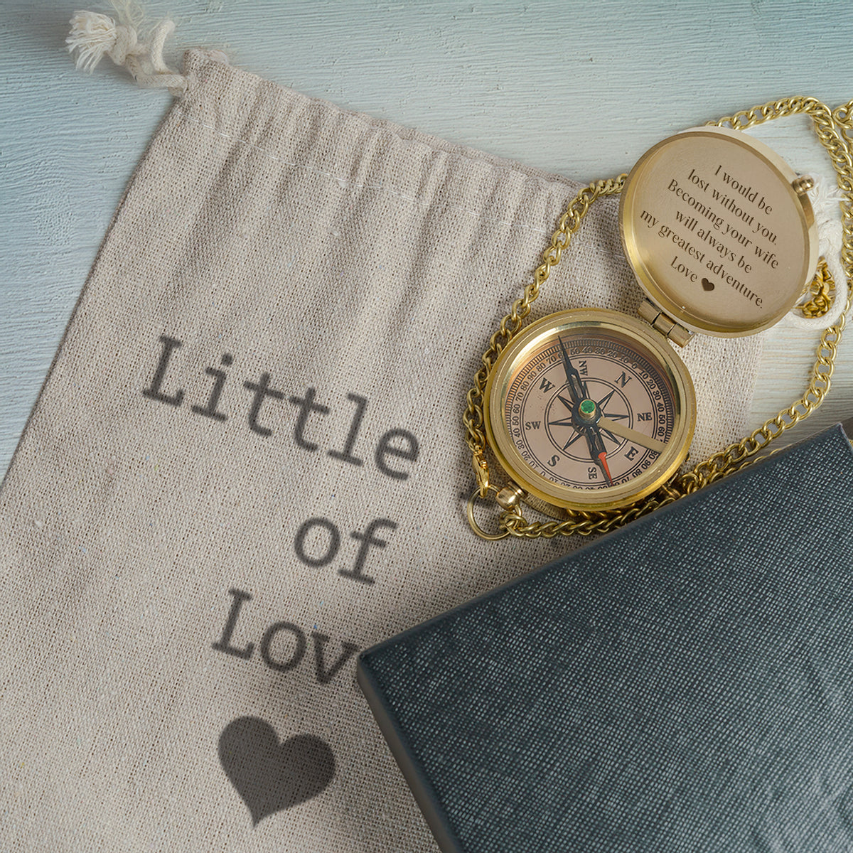 Personalized Engraved Bronze Compass - Handmade 7 years Anniversary Gift for Man | Custom Name, Date - Gpb26267