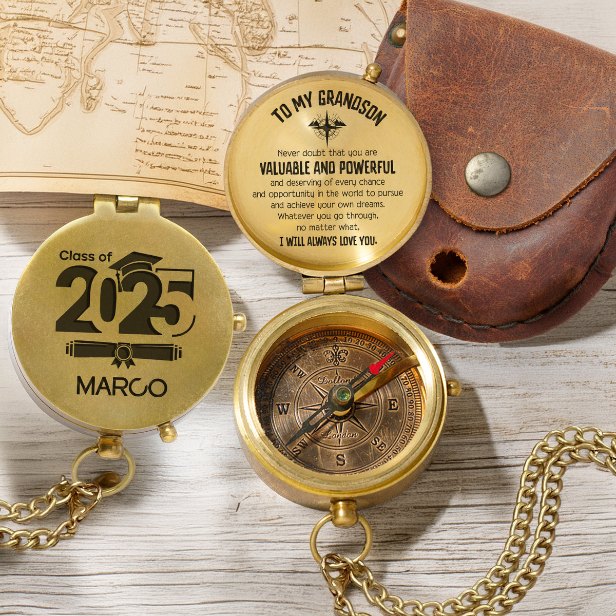 Personalized Engraved Compass - Family - To My Grandson - I Will Always Love You - Gpb22017