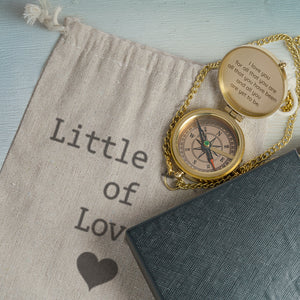 Personalized Engraved Bronze Compass - Handmade 7 years Anniversary Gift for Couples | Custom Name, Date - Gpb26268