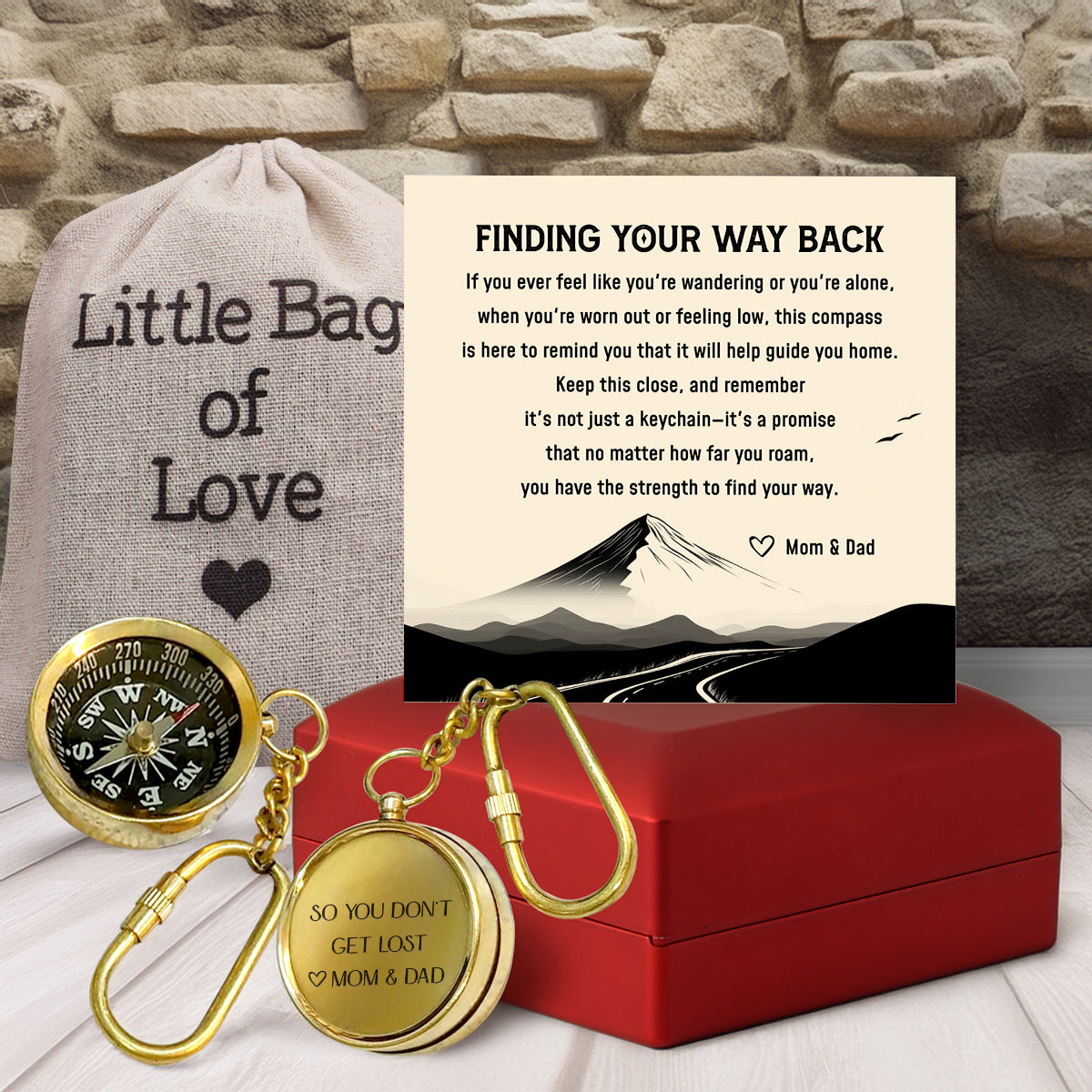 Personalized Brass Compass Keychain - Family - To My Son - So You Don't Get Lost - Gkqj16005