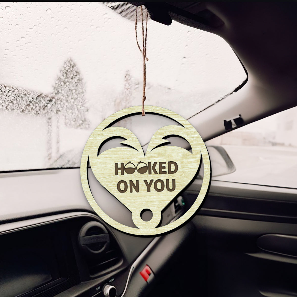 Personalized Wooden Ornament Car Accessories - Fishing - To My Wife - Hooked On You - Gap15001