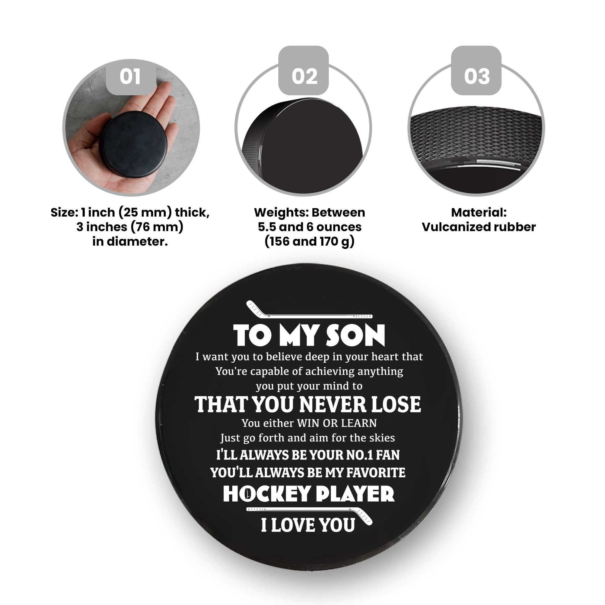 Celebrate Your Special Bond - An Exclusive Custom Hockey Puck for Son - Gai16018
