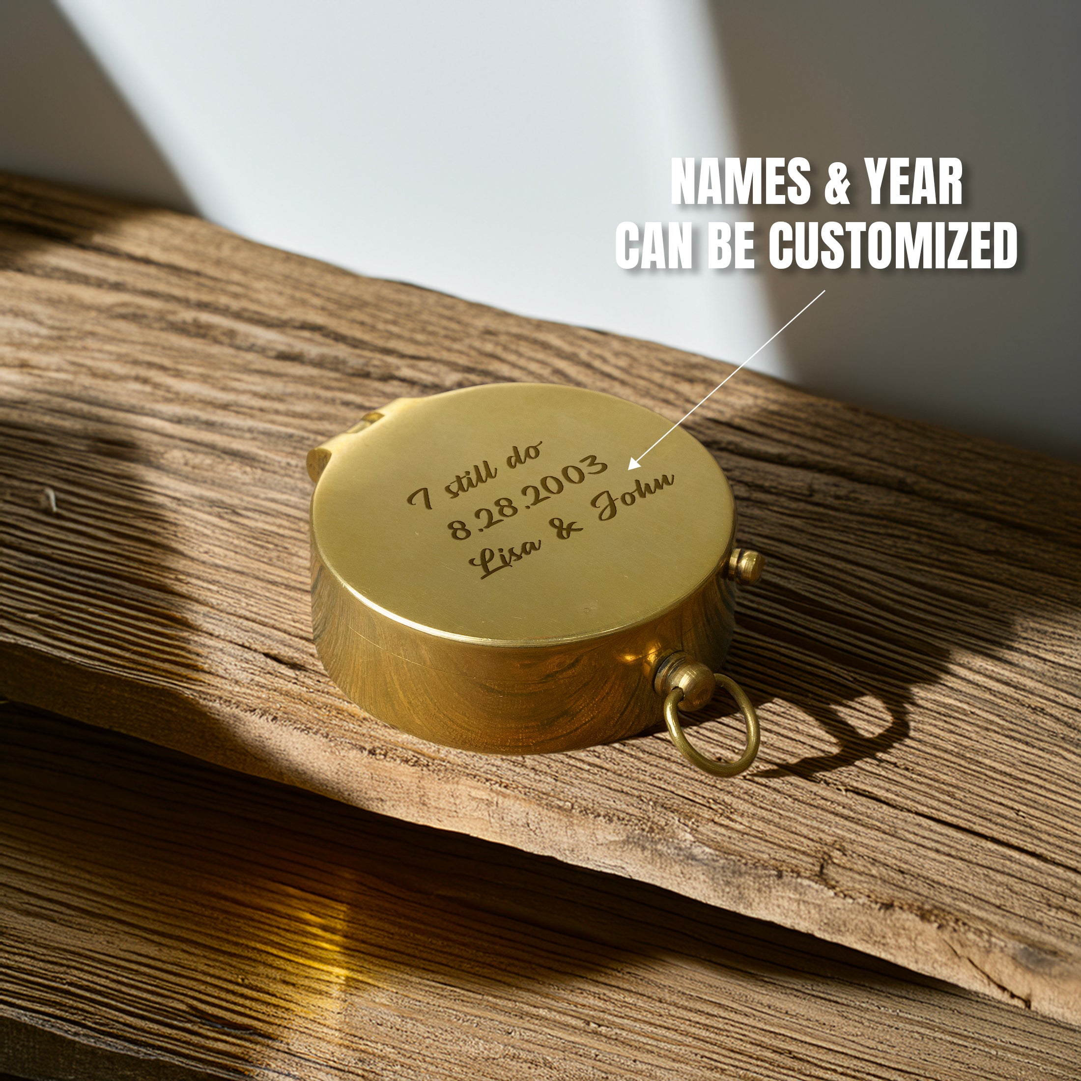 Personalized Engraved Bronze Compass - Handmade 10 years Anniversary Gift for Couples | Custom Name, Date - Gpb26248