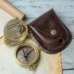 One Step with Faith, Forever Guided - Be Strong And Courageous - Baptism & Communion Compass + Free Personalized Communion Bag - Gpb16080